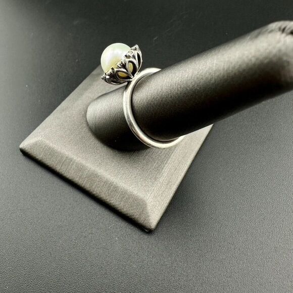 PANDORA Everlasting Grace Freshwater Pearl Ring Sterling Silver 60 / 9 - Picture 4 of 7